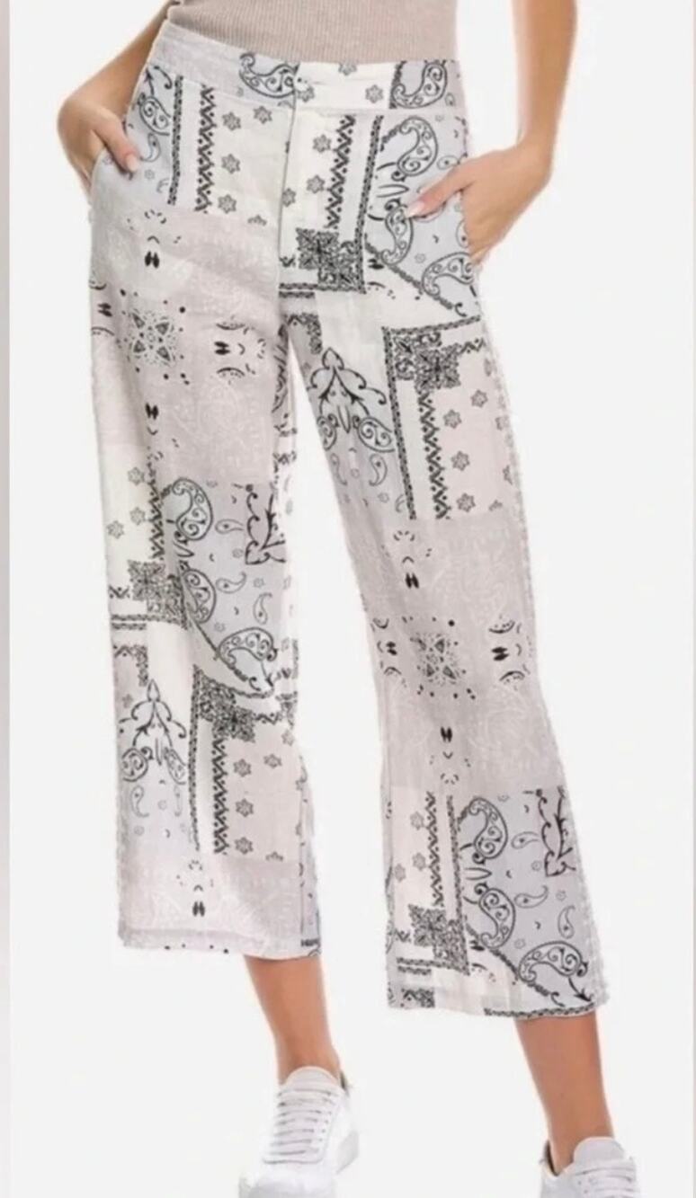 Johnny Was Workshop Ashton Bandana Effortless Pants Linen Embroidered Size XL